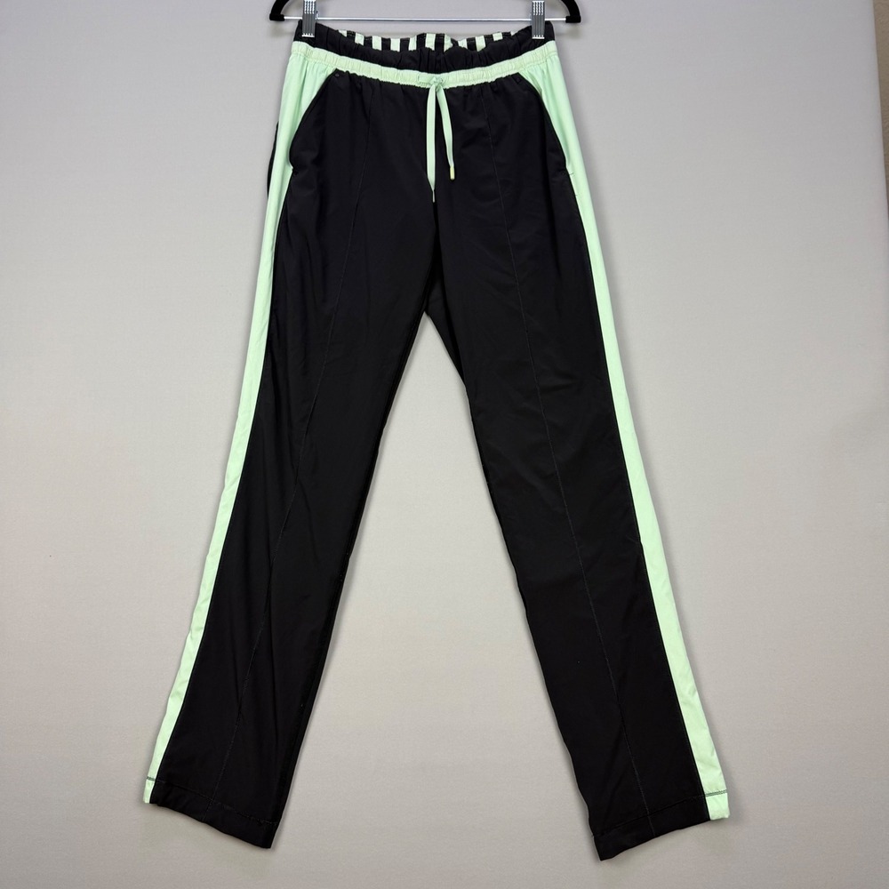 Lululemon Athletica Run Bandit Track Pants Black Mini Hyper Stripe Fresh Teal